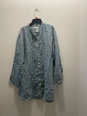 FLAX Long Oversized Striped Linen Tunic